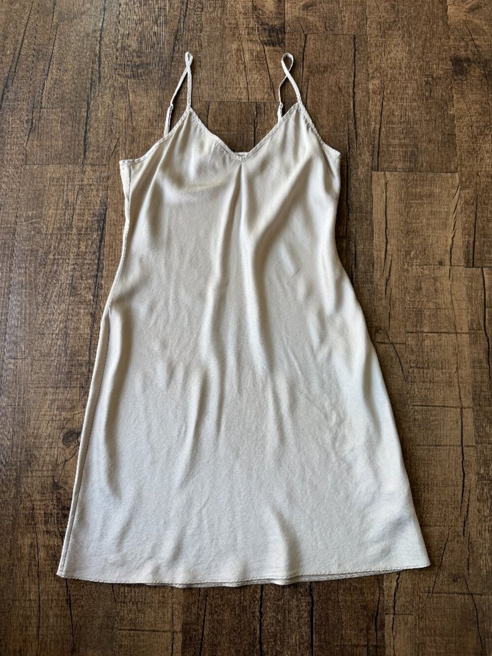 Quince 100% Washable Silk Mini Slip Dress in Champagne, Size M